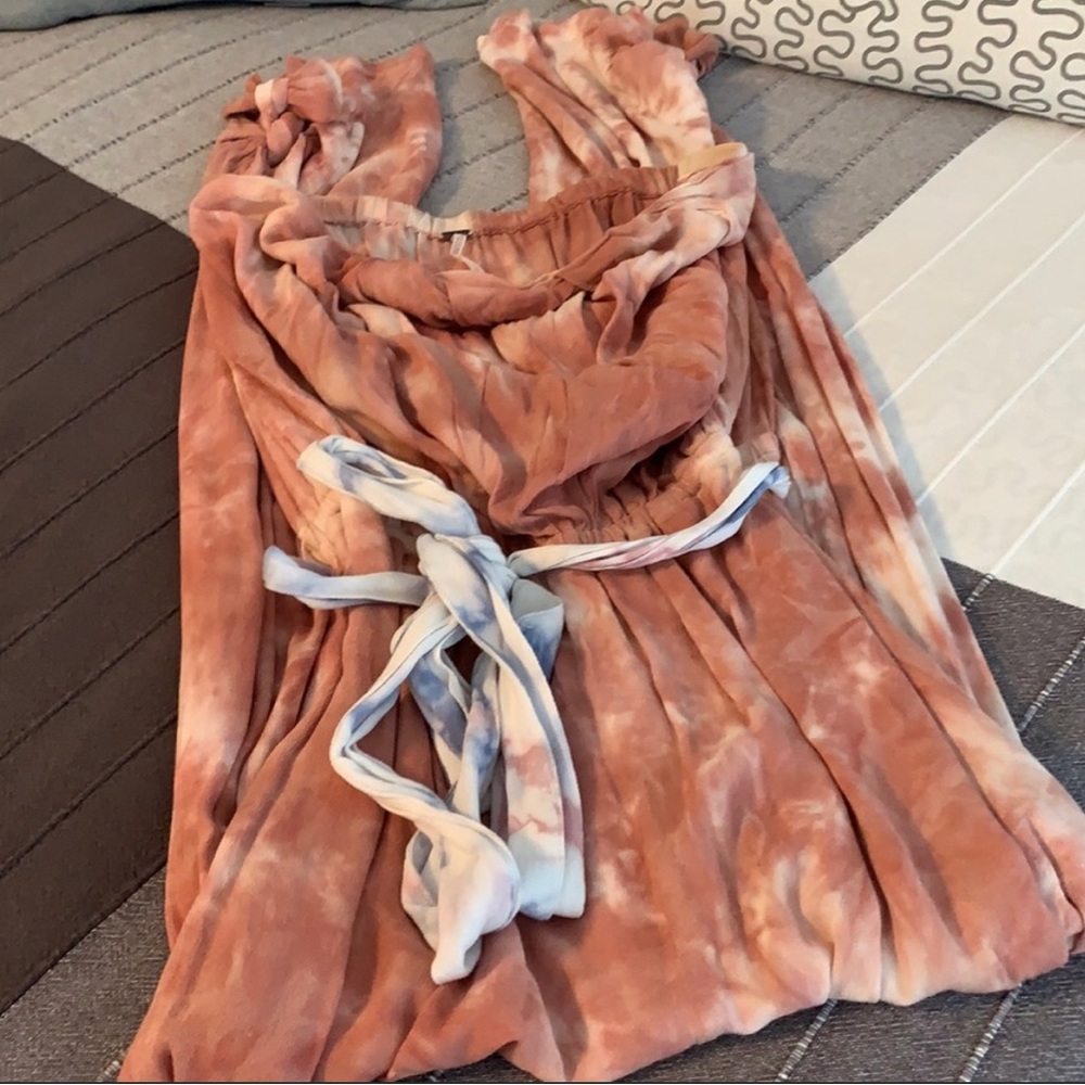Free People Marble Abstract Cloud Camo Tie Dye Strapless Jumpsuit - Picture 16 of 16